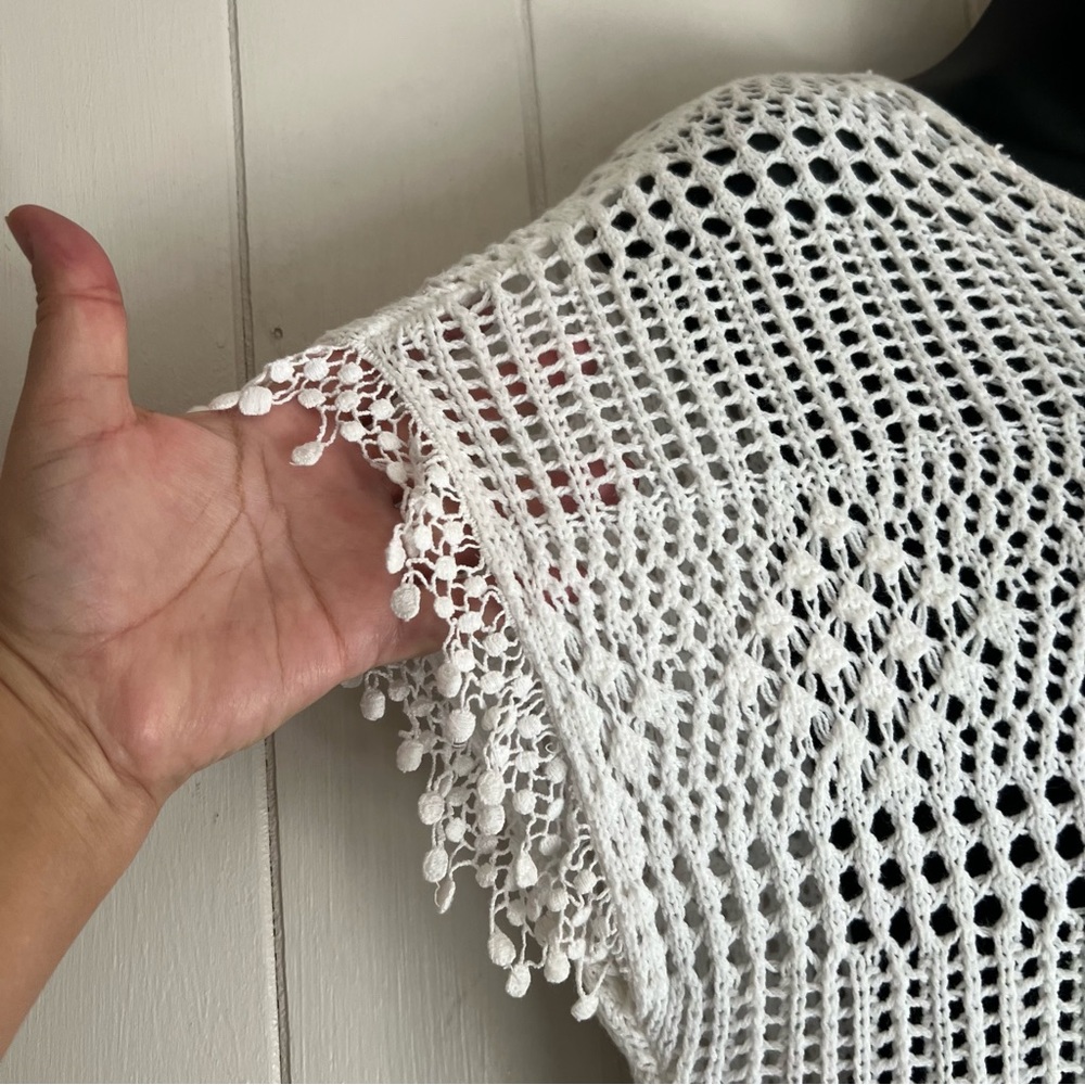 Chico’s Knit Short Sleeve White Sweater in Chicos Special Size 1.